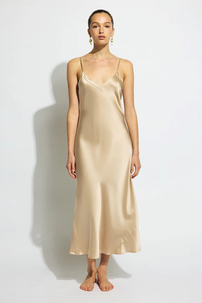 Silk Long Nite V Neck | Mink - Image 5