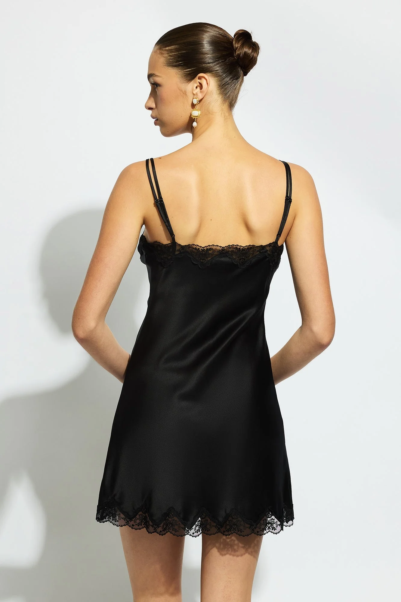 Silk Pintuck Chemise | Black - Image 4