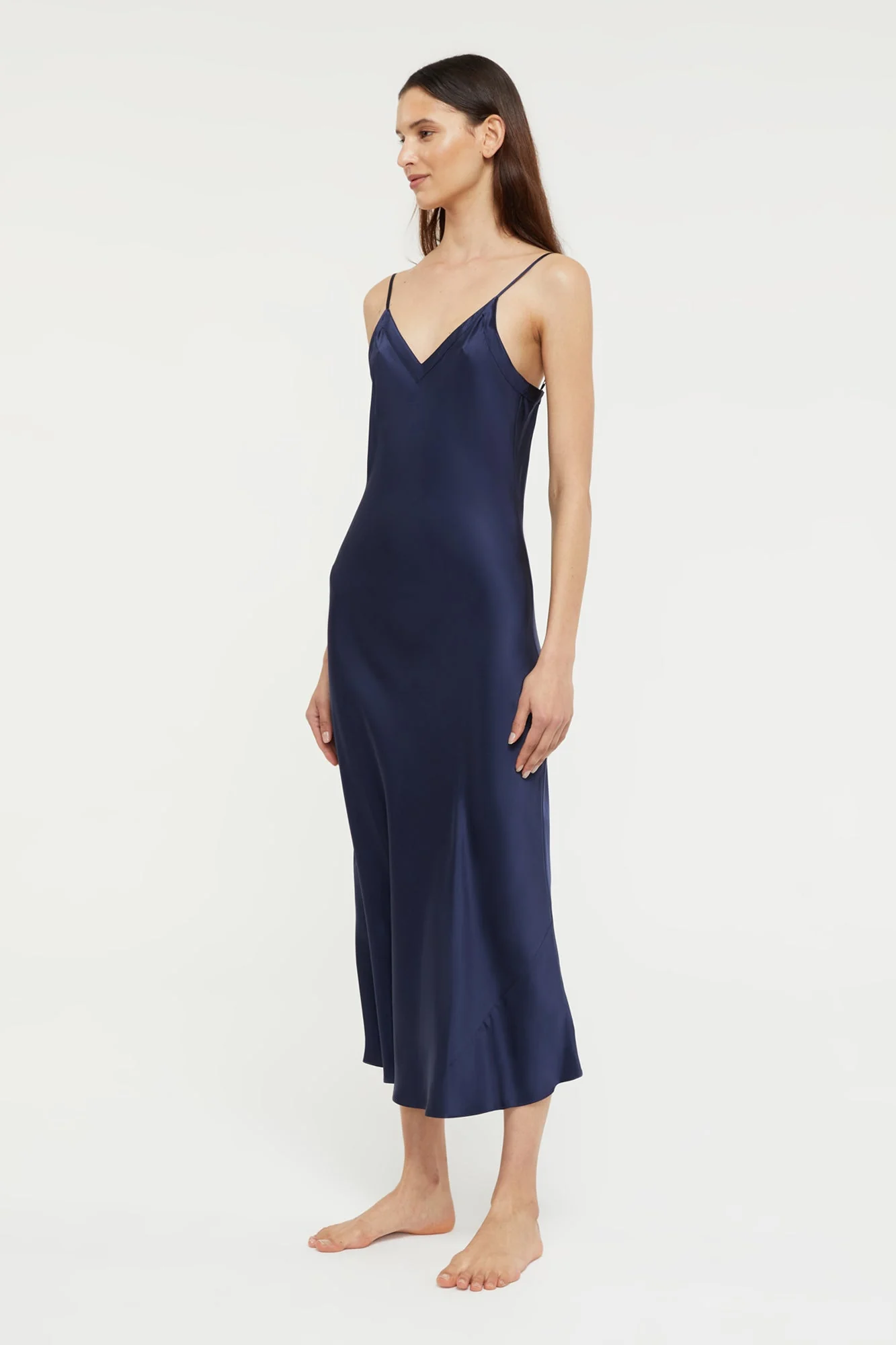 Silk V Neck Slip | Midnight - Image 3