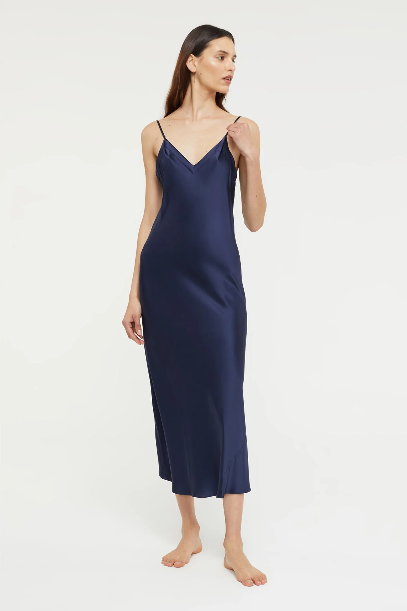 Silk V Neck Slip | Midnight - Image 5