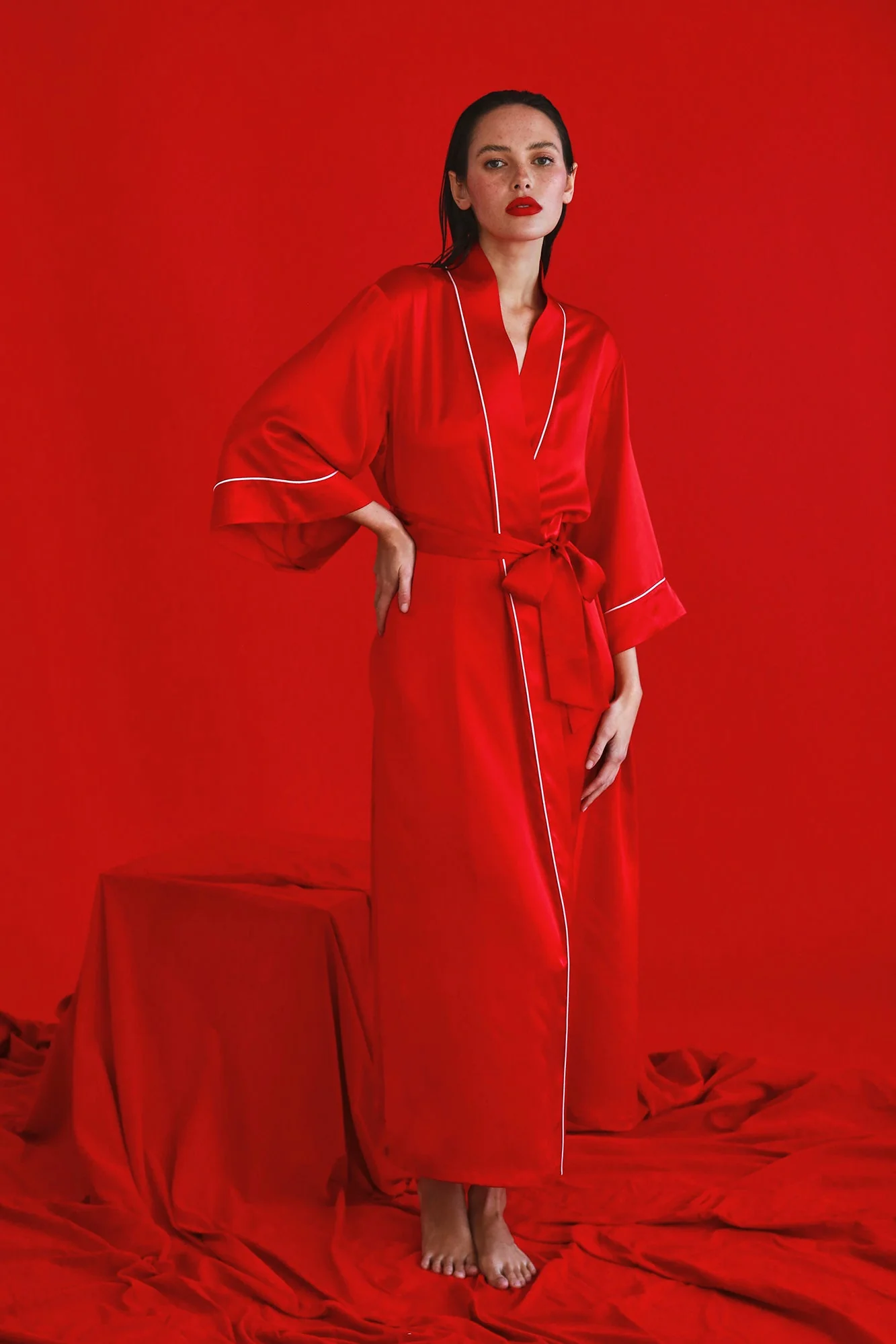 Valentina Robe | Chilli Red With Candy Pink - Image 2