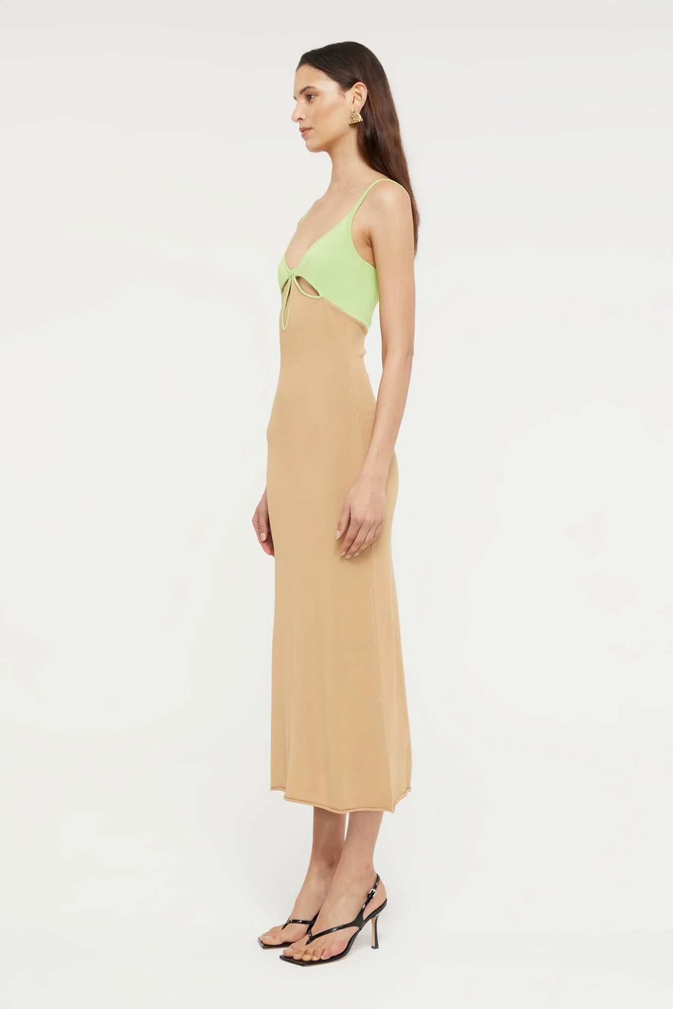Venice Keyhole Dress | Sand/Pistachio - Image 3
