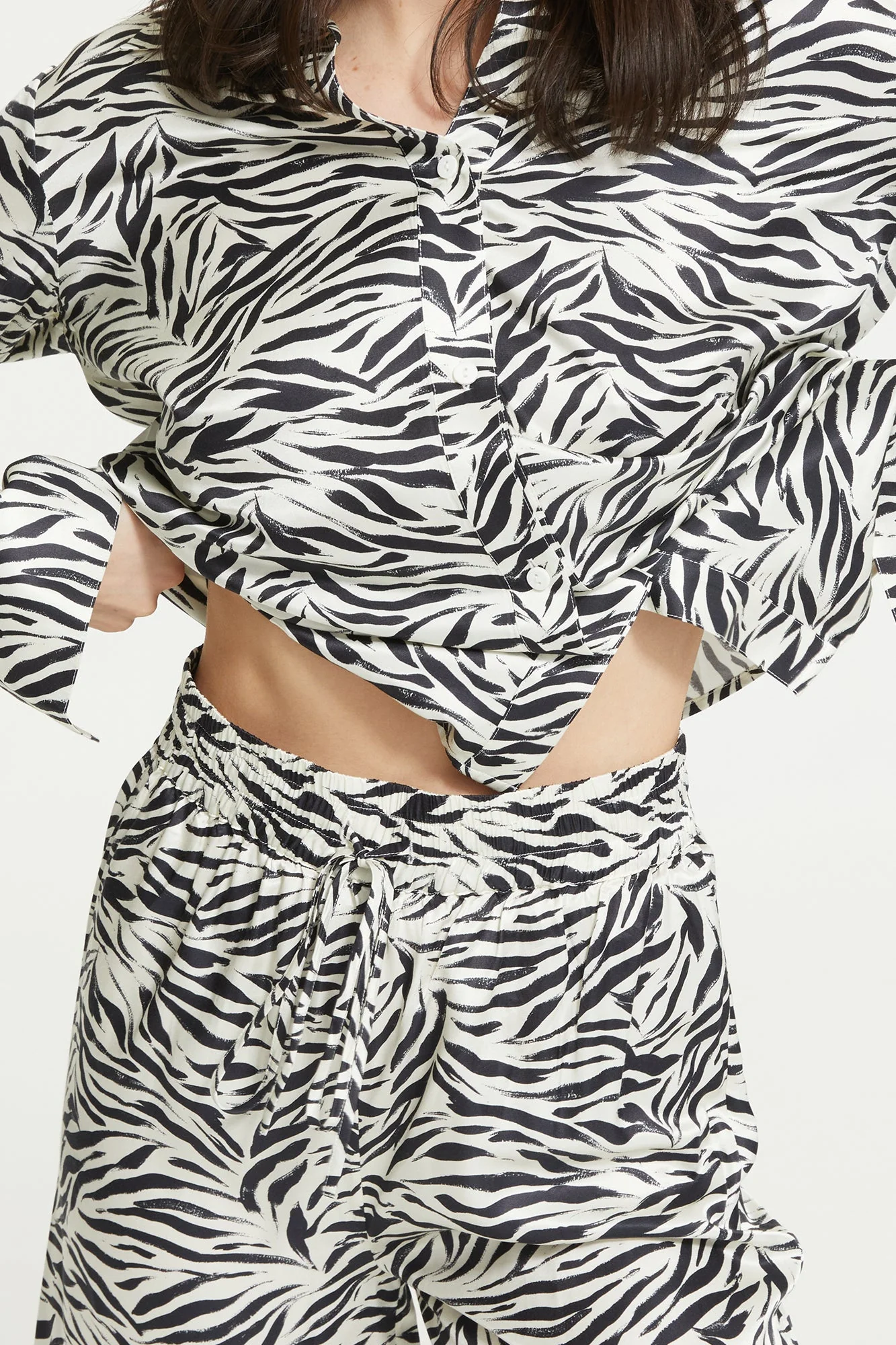 Zafina Long Pant | Brushstroke Zebra Print - Image 2