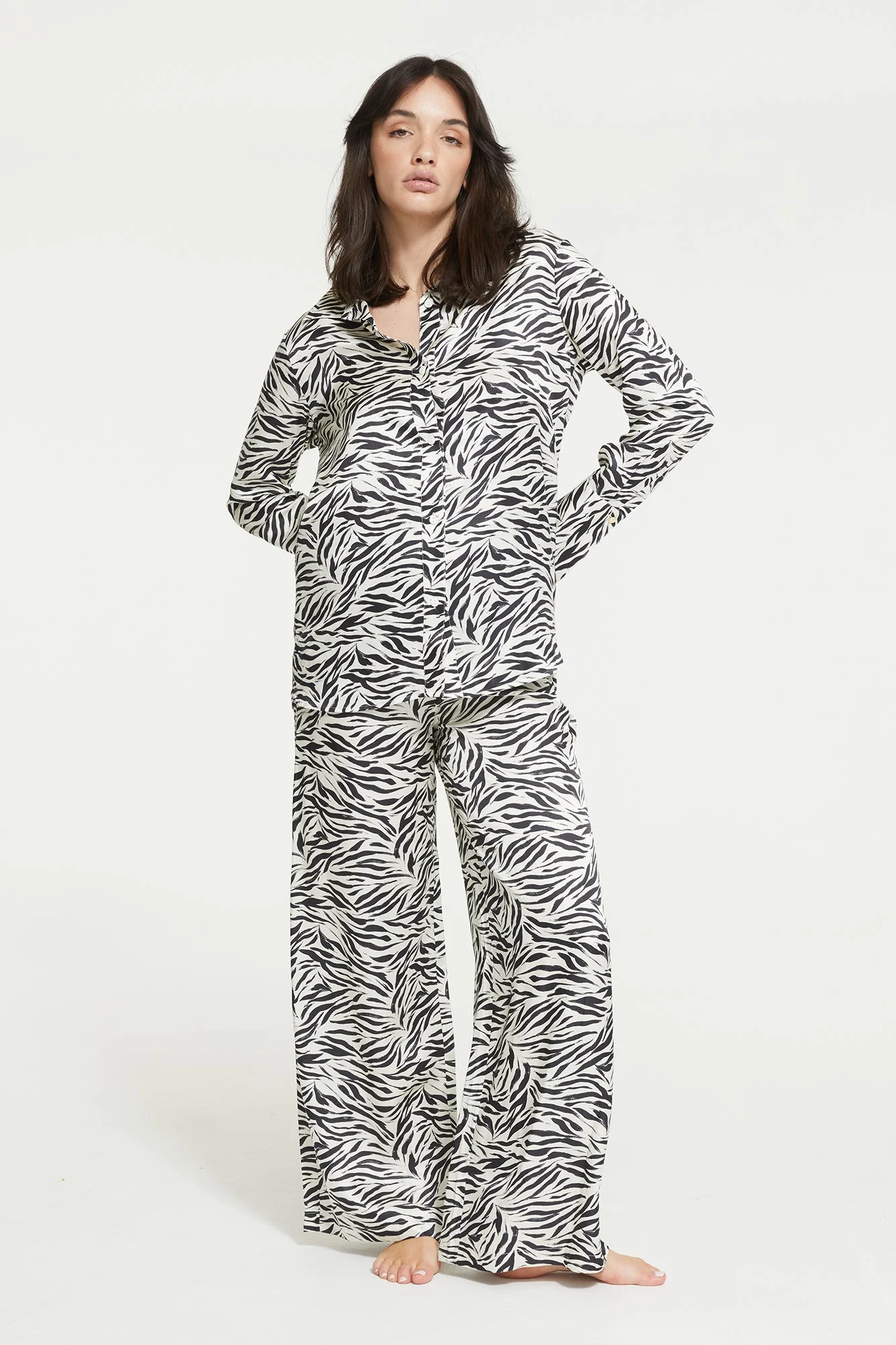 Zafina Long Pant | Brushstroke Zebra Print - Image 5