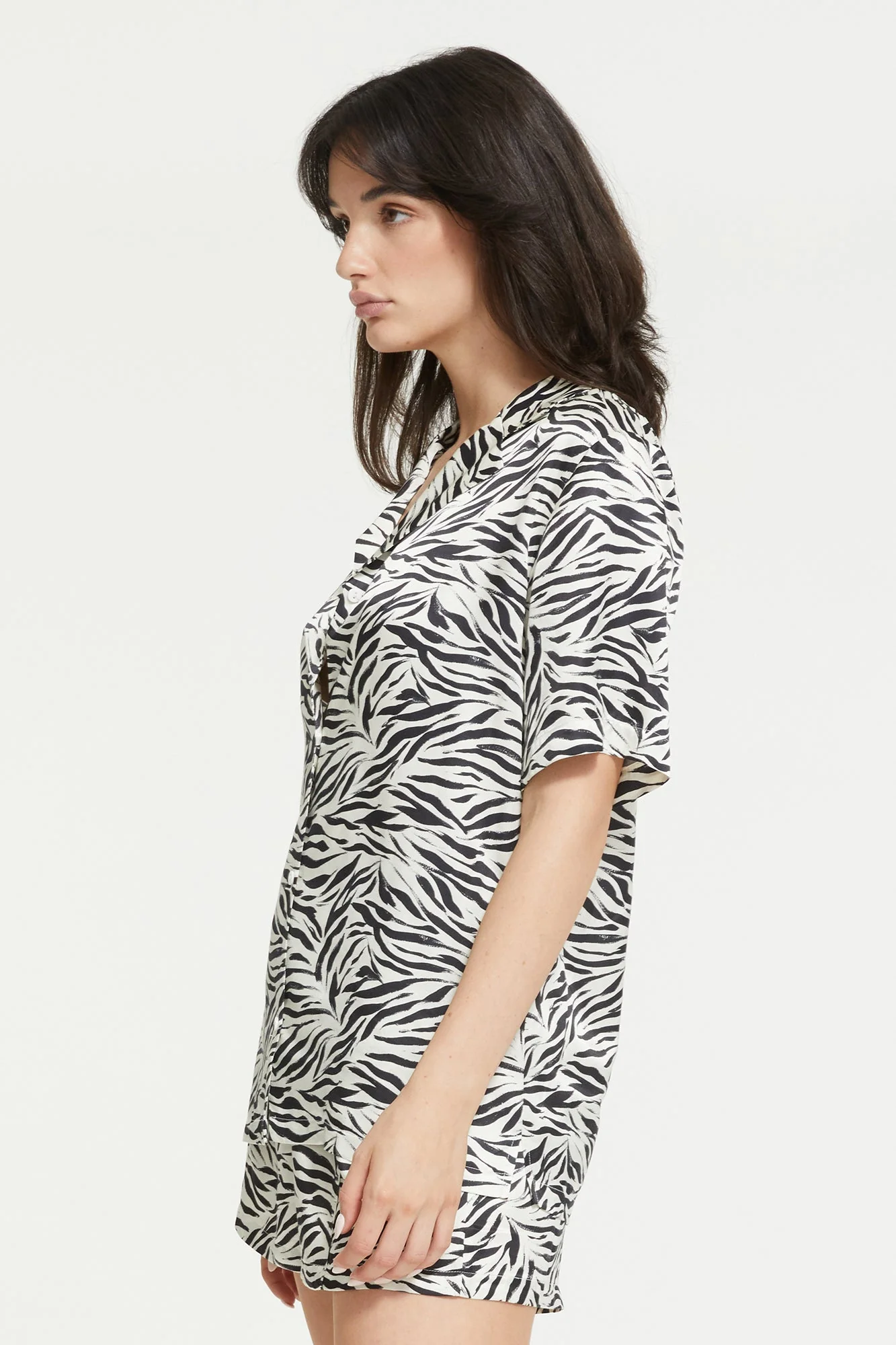 Zafina Short Sleeve Top | Brushstroke Zebra Print - Image 3