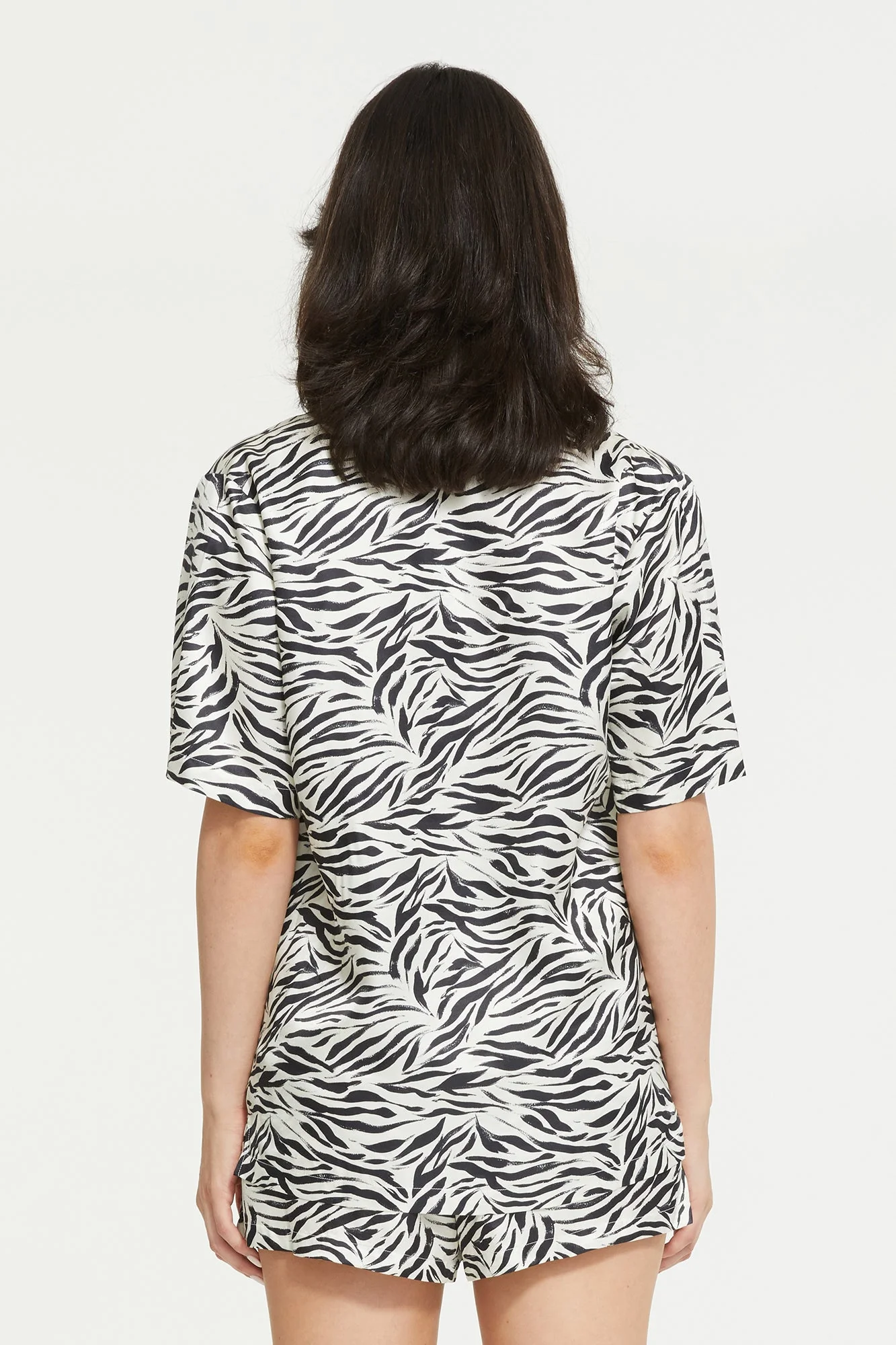 Zafina Short Sleeve Top | Brushstroke Zebra Print - Image 4