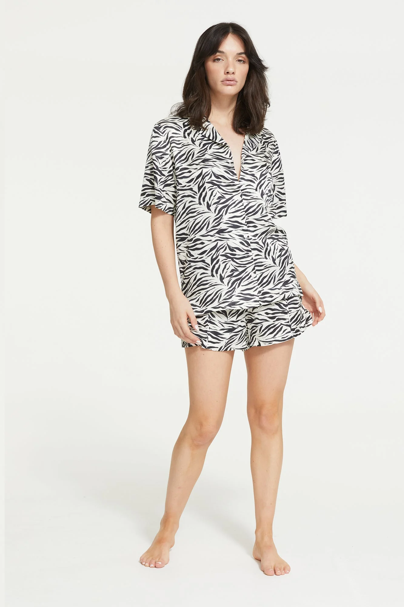 Zafina Short Sleeve Top | Brushstroke Zebra Print - Image 5