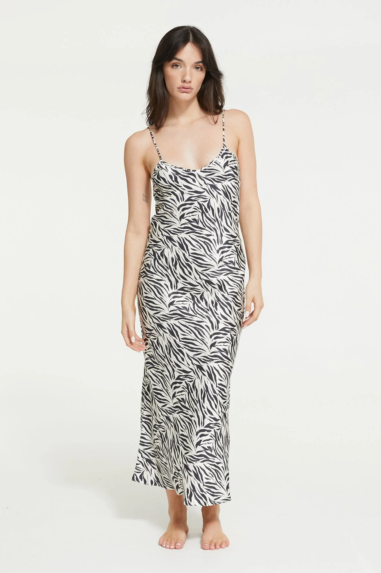 Zafina Slip | Brushstroke Zebra Print
