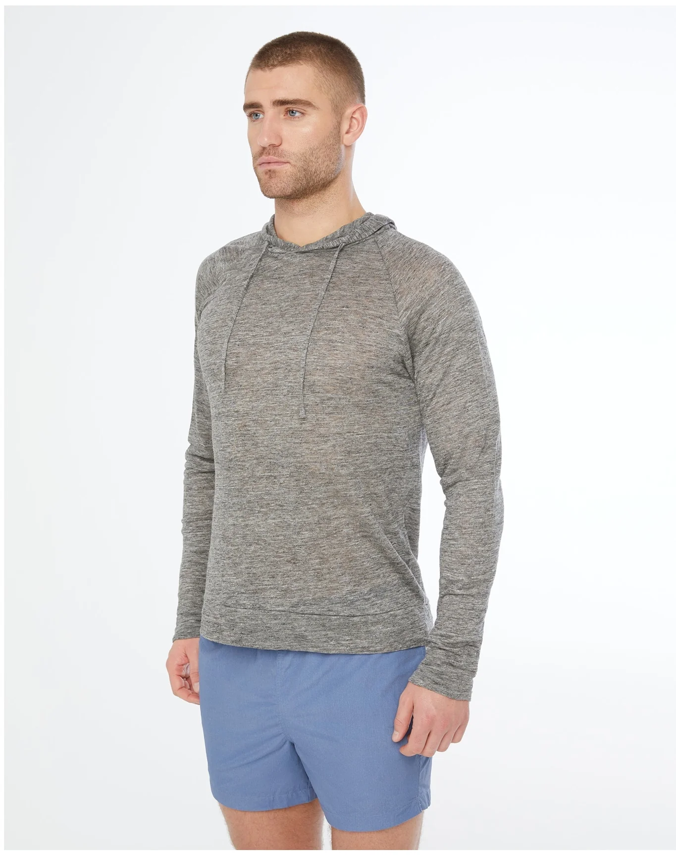 Men | Aaron Linen Hoodie | Gunmetal