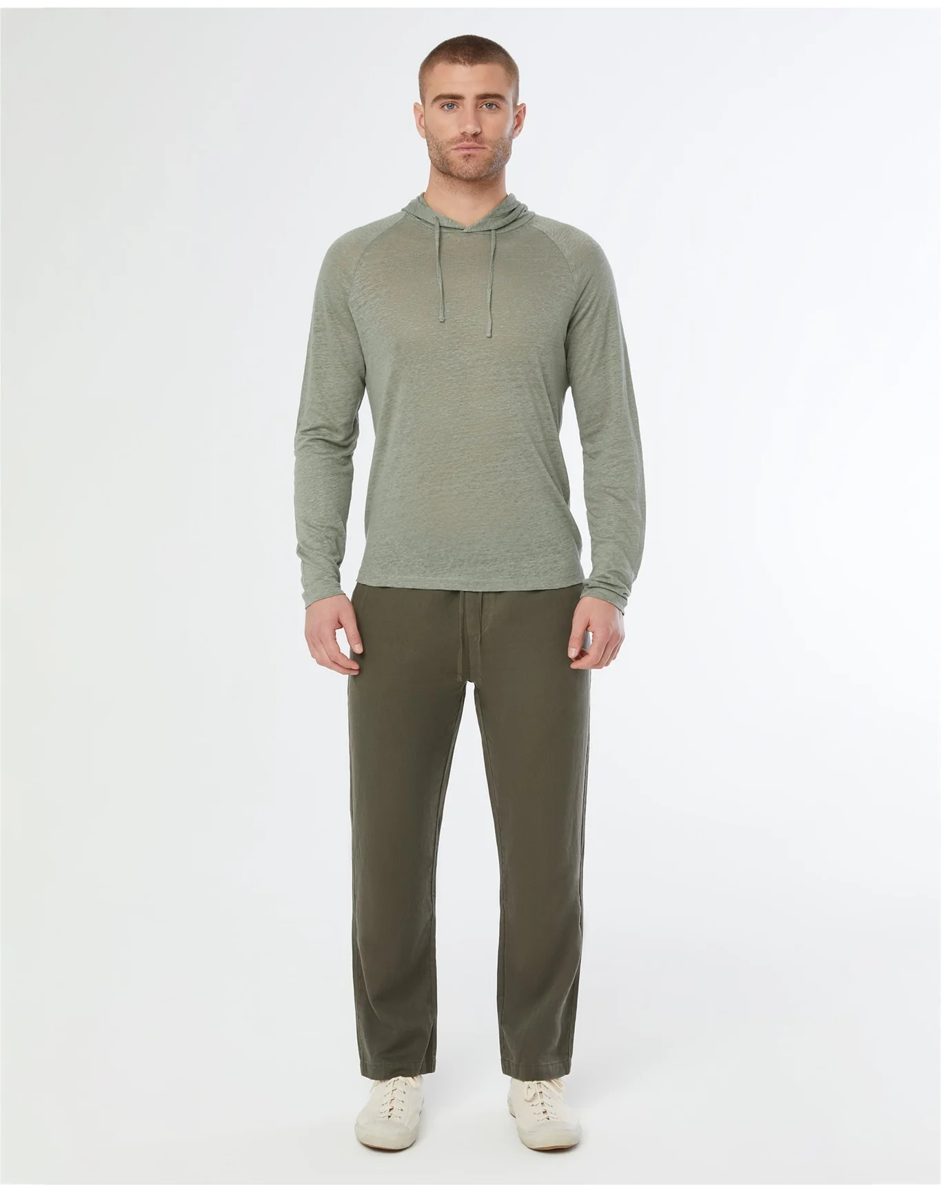 Men | Aaron Linen Hoodie | Sage - Image 3