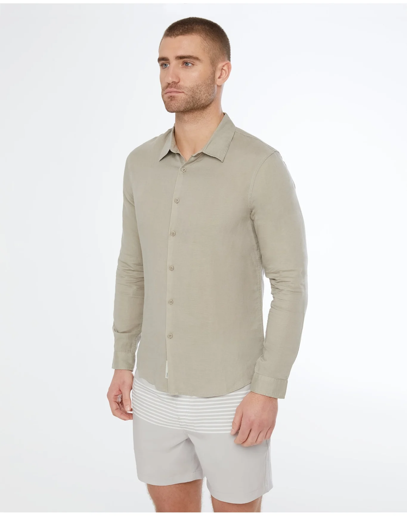 Men | Air Linen Long Sleeve Shirt | Dark Olive