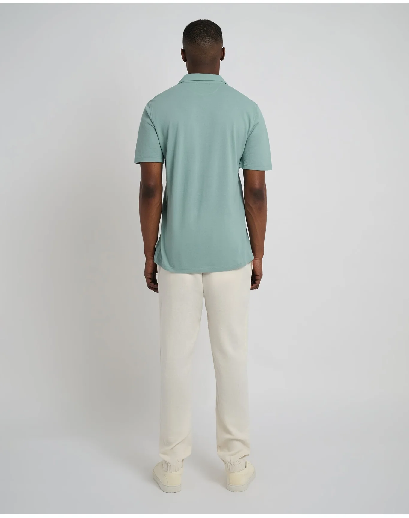 Men | Button Front Elastic Linen Pant | Oat - Image 5