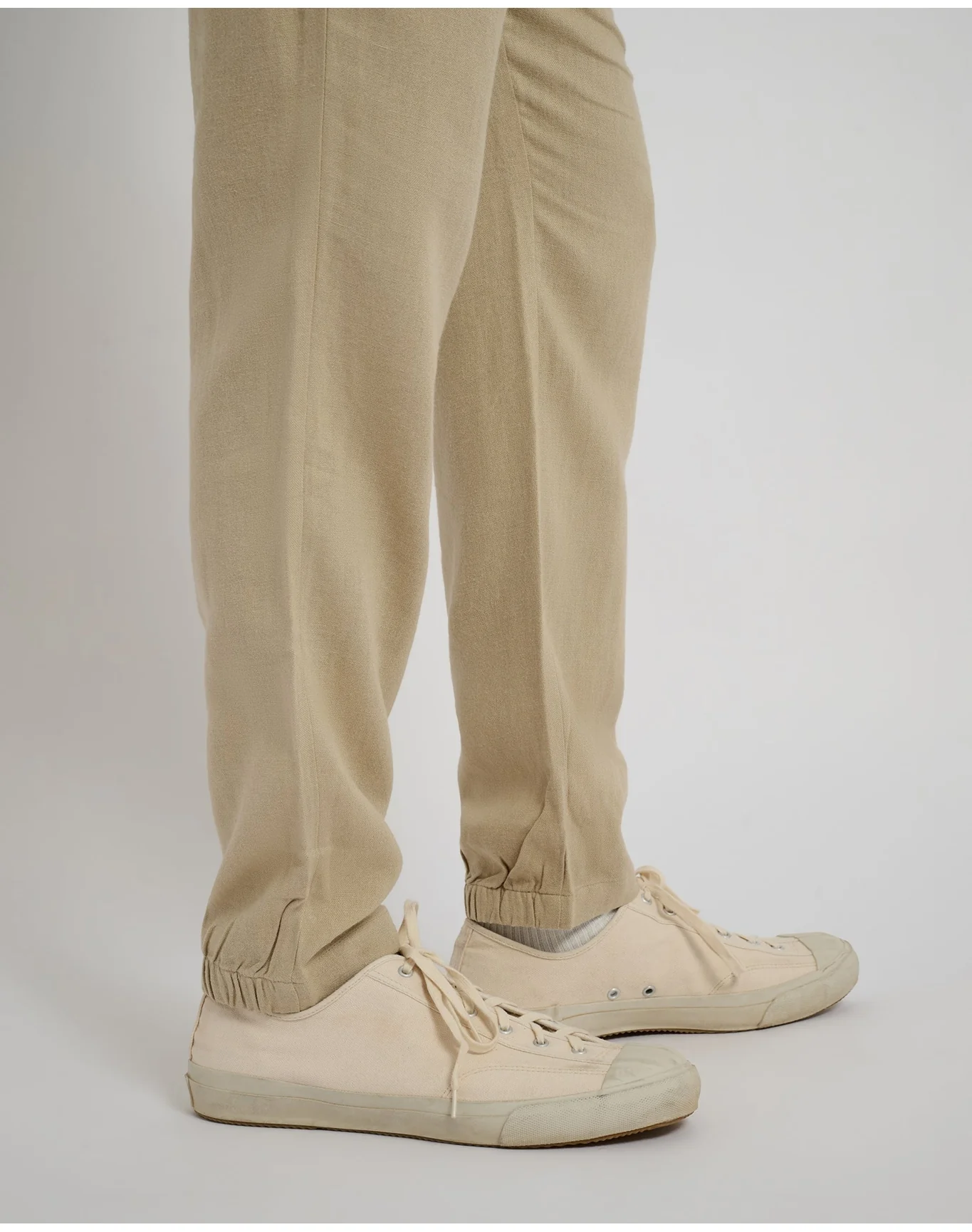 Men | Button Front Elastic Linen Pant | Sand - Image 3