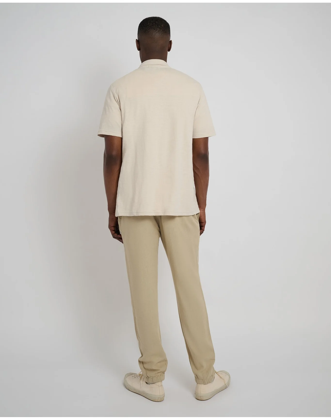Men | Button Front Elastic Linen Pant | Sand - Image 5