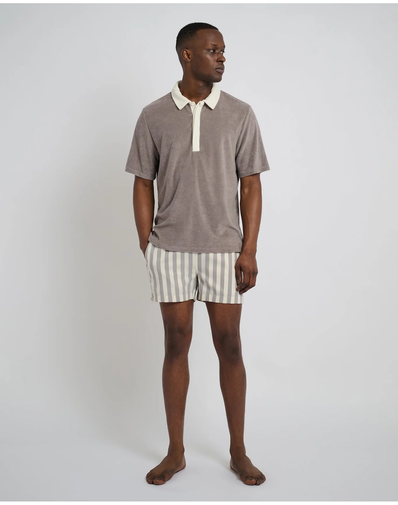Men | Charles 4" Swim Trunk | Cinder Cream - Image 4
