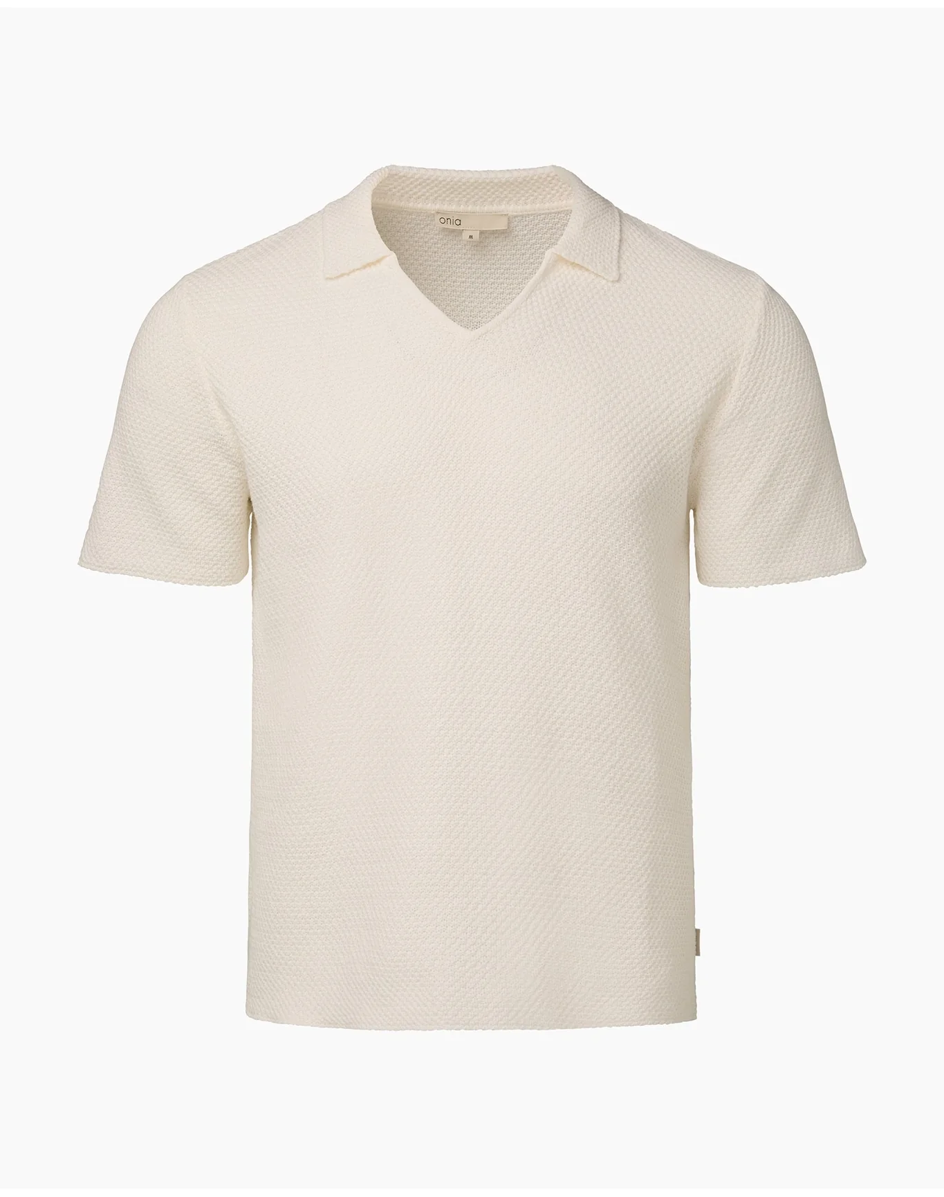 Men | Cotton Crochet Johnny Collar Polo | White