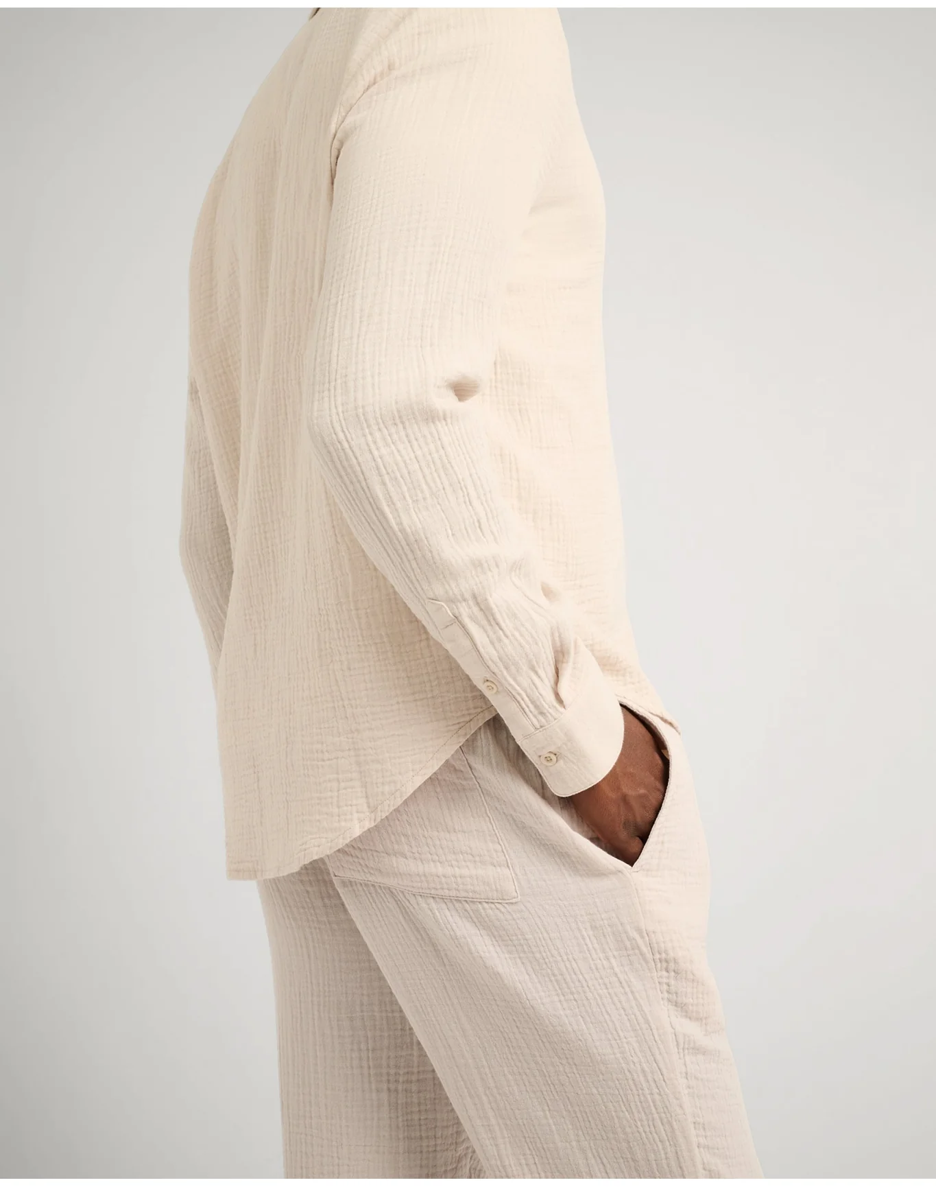 Men | Cotton Gauze Pull On Pant | Stone - Image 3