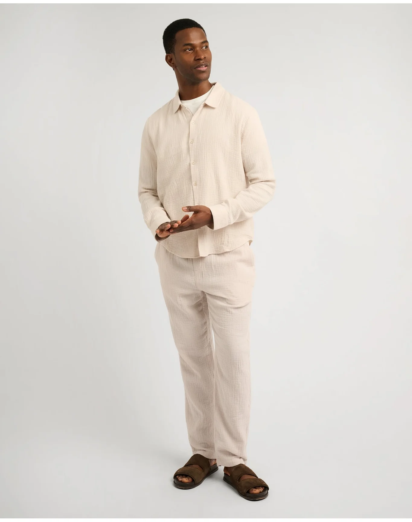 Men | Cotton Gauze Pull On Pant | Stone - Image 4