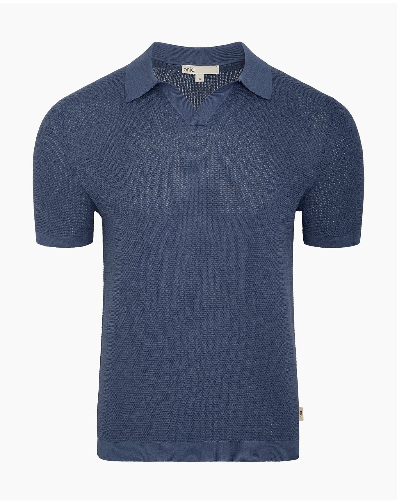 Men | Cotton Textured Johnny Collar Polo | Vintage Indigo