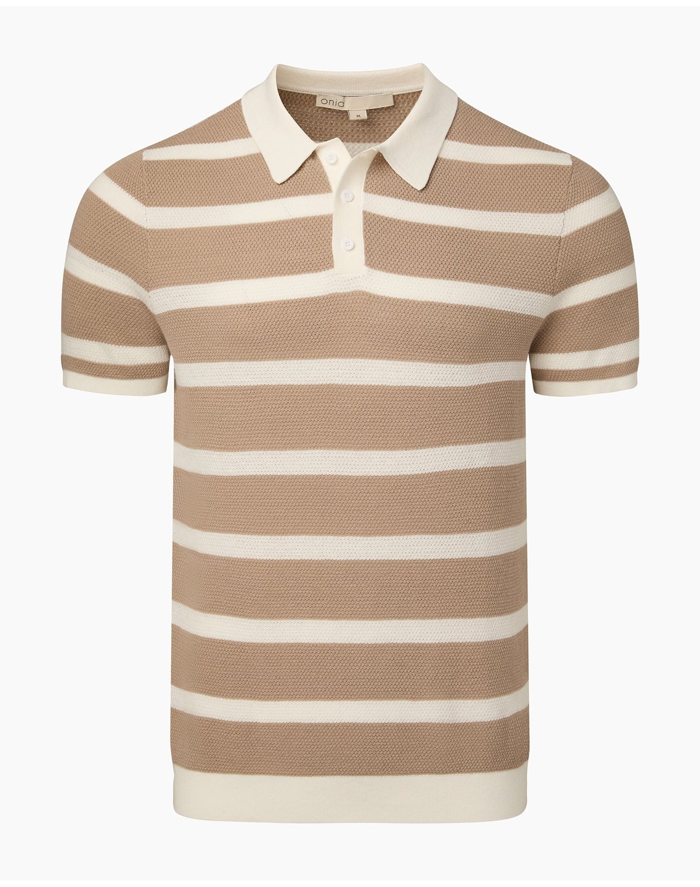 Men | Cotton Textured Knit Polo | Tan White VTAG V2