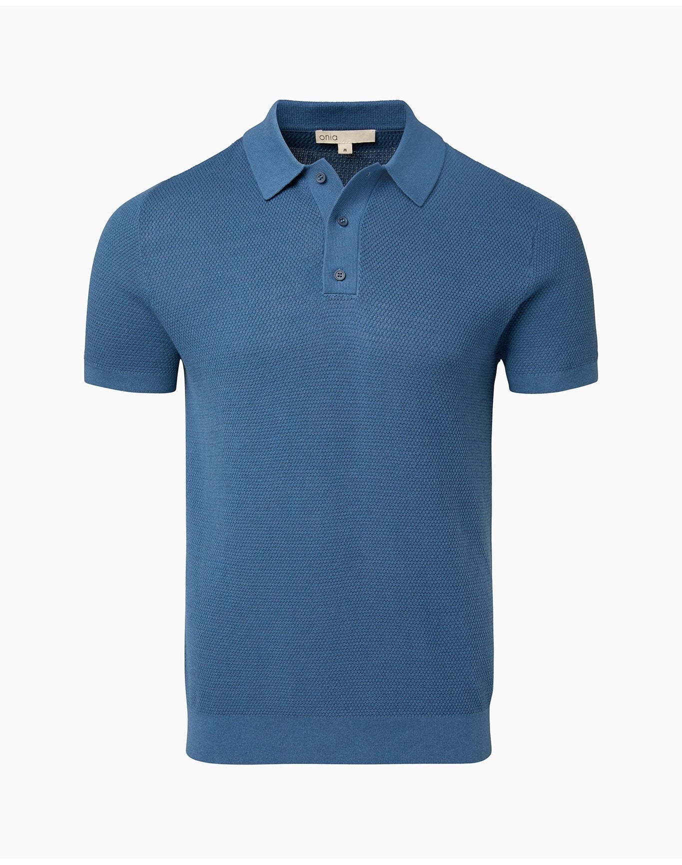 Men | Cotton Textured Knit Polo | Vintage Indigo
