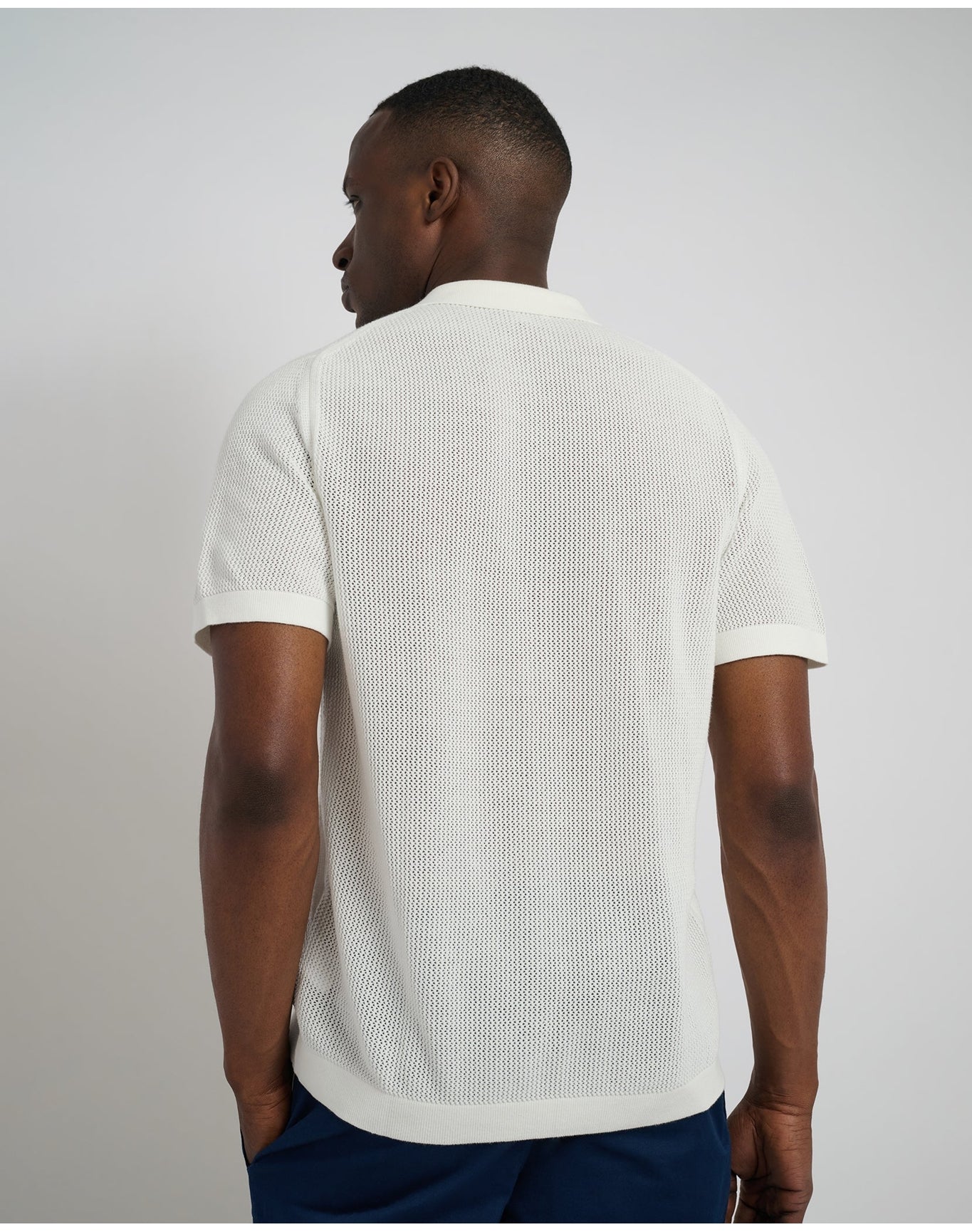 Men | Crochet Knit Button Up Shirt | White VTAG V2 - Image 5