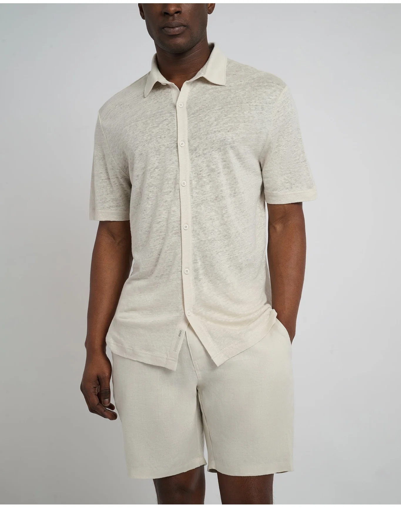 Men | Dylan Linen Shirt | Stone - Image 2