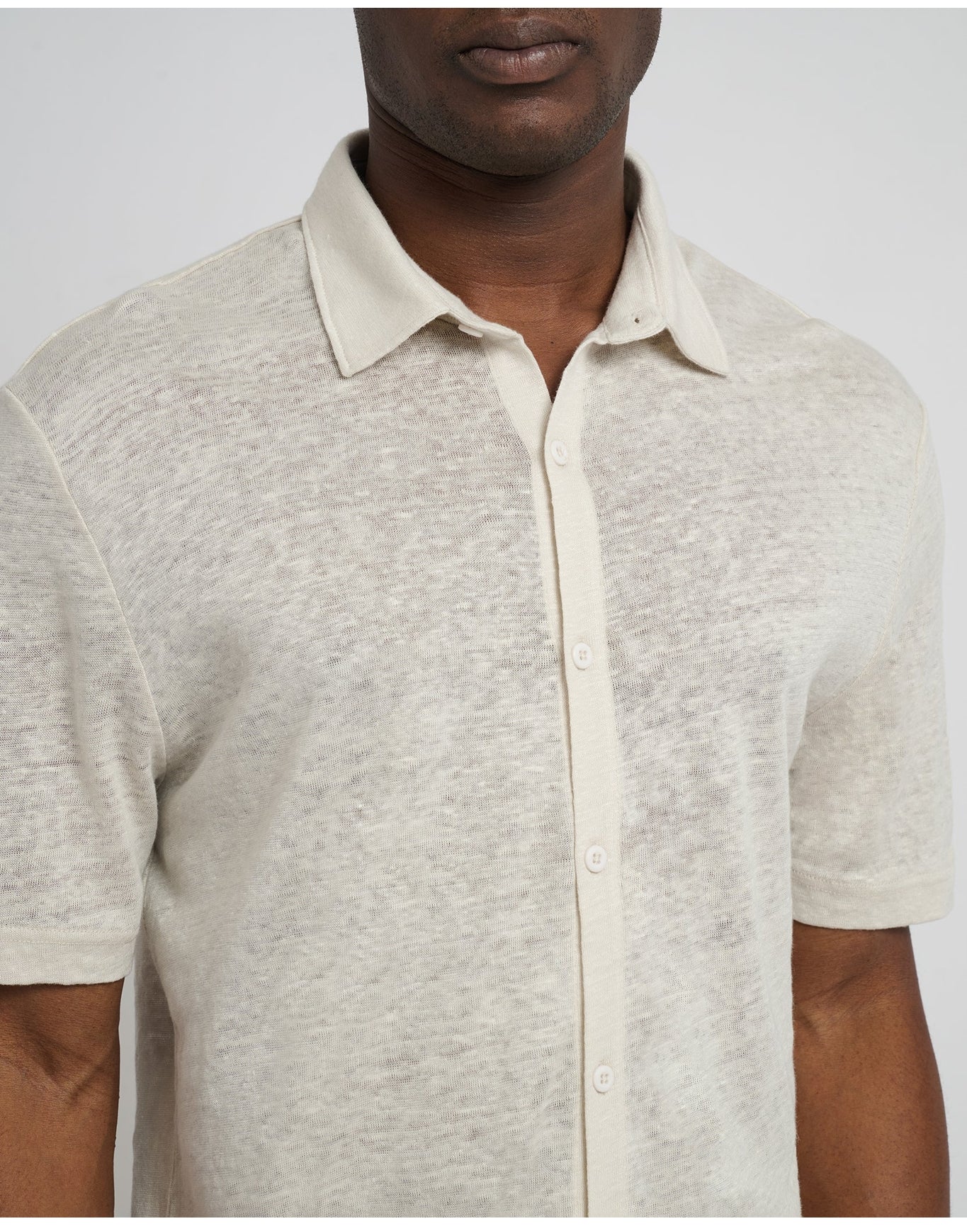 Men | Dylan Linen Shirt | Stone - Image 3