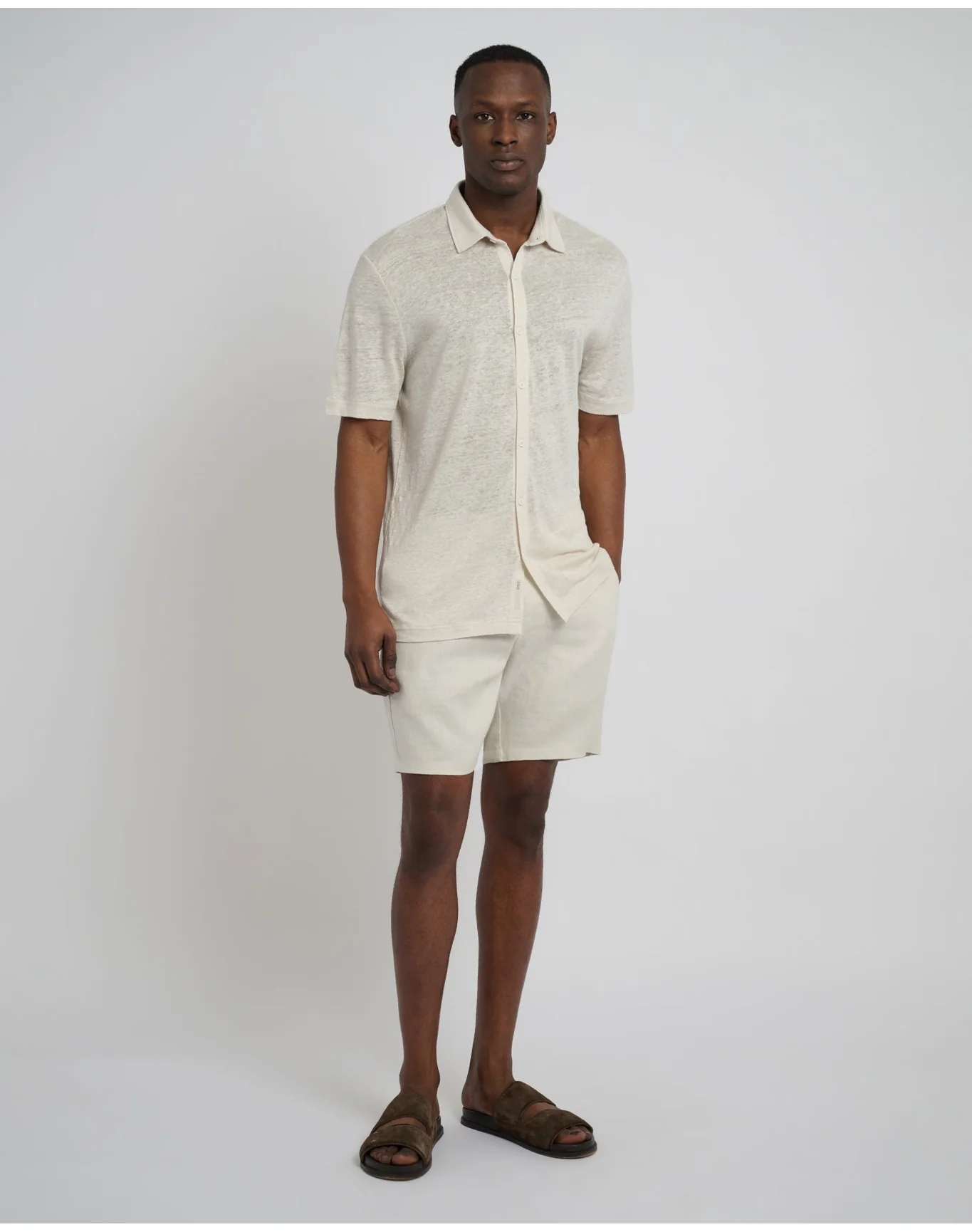 Men | Dylan Linen Shirt | Stone - Image 4