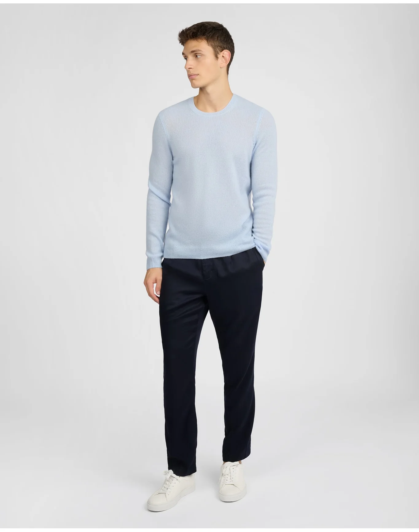 Men | Featherweight Cashmere Sweater | Soft Sky - Image 4