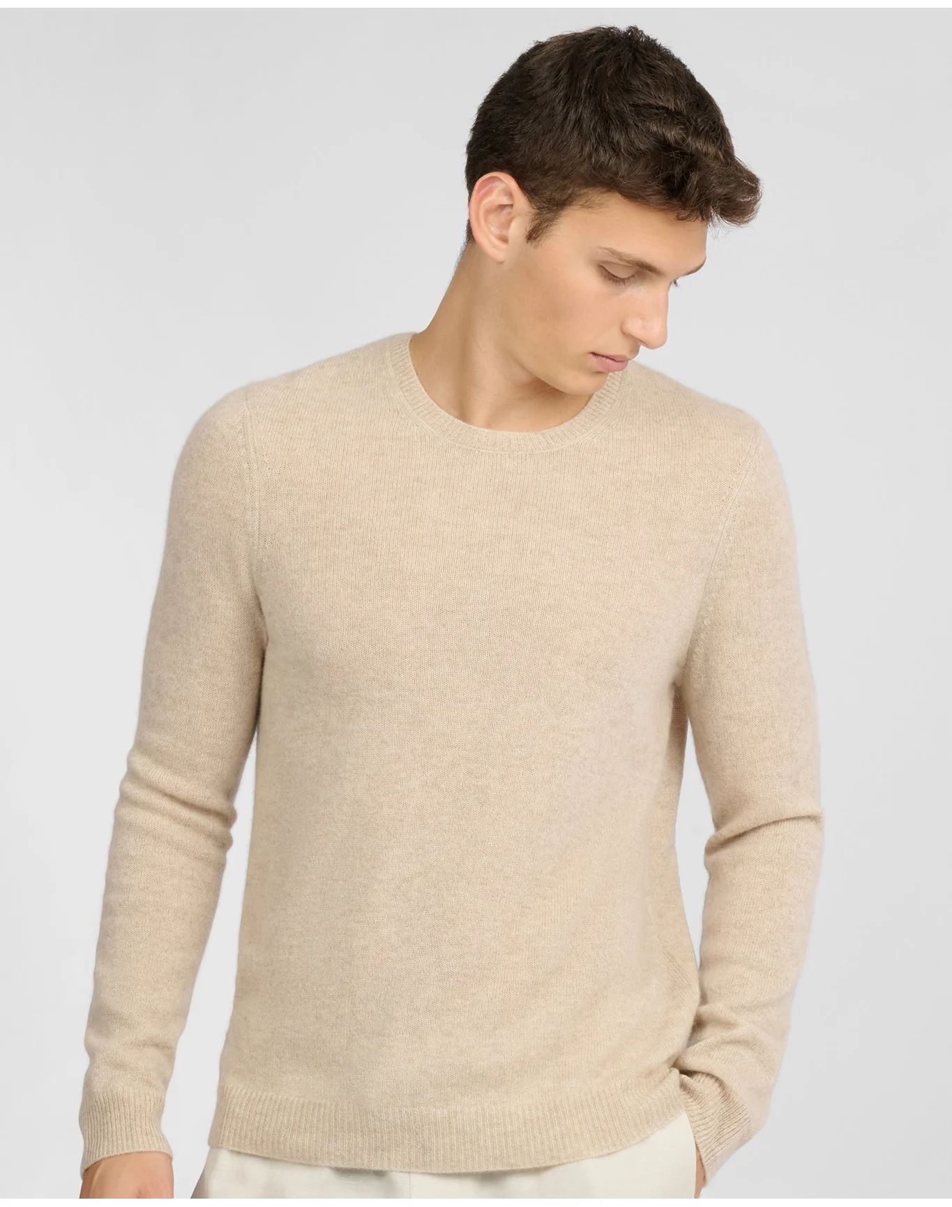 Men | Featherweight Cashmere Sweater | Stone - Image 2