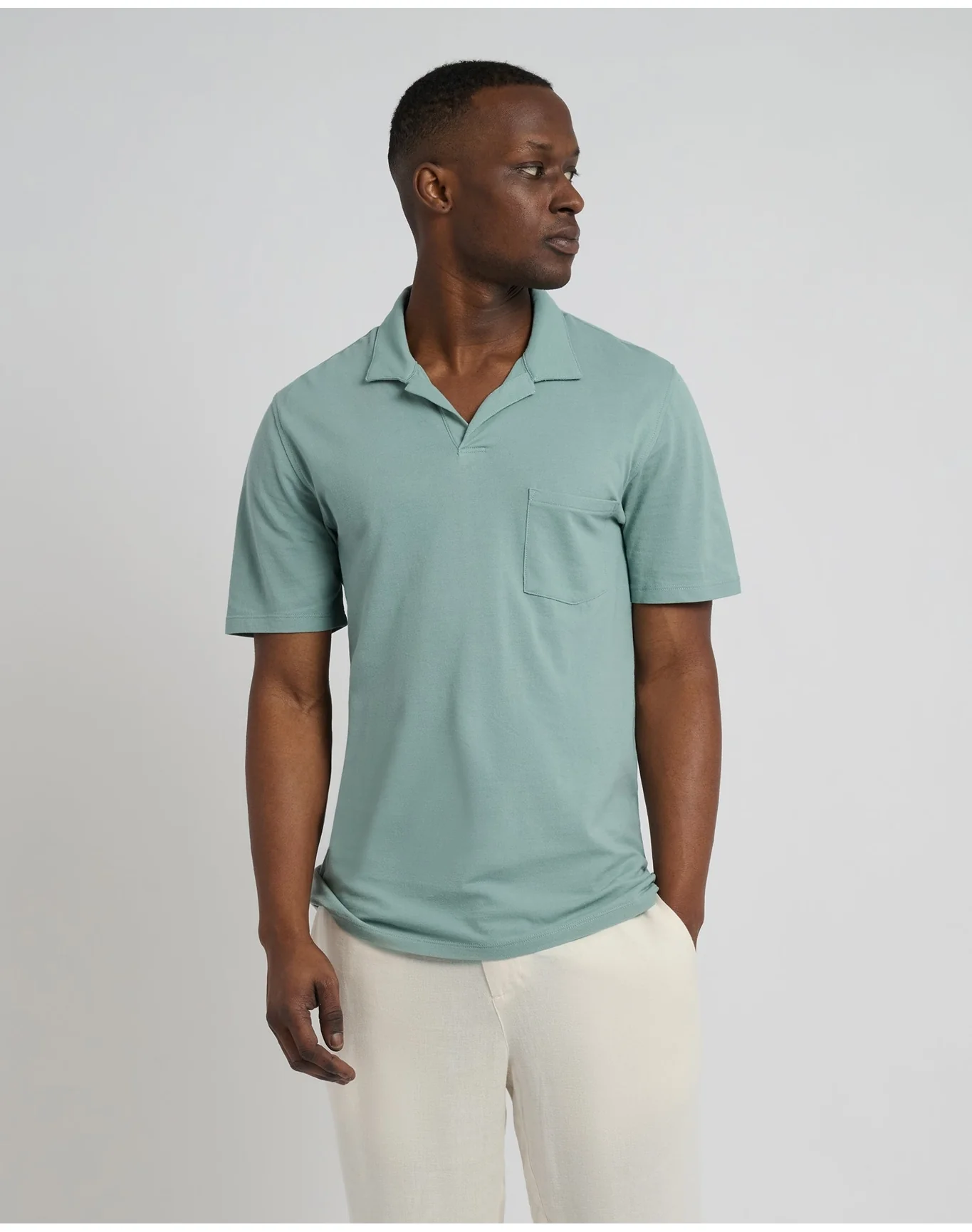 Men | Johnny Collar Pique Polo | Jade - Image 3