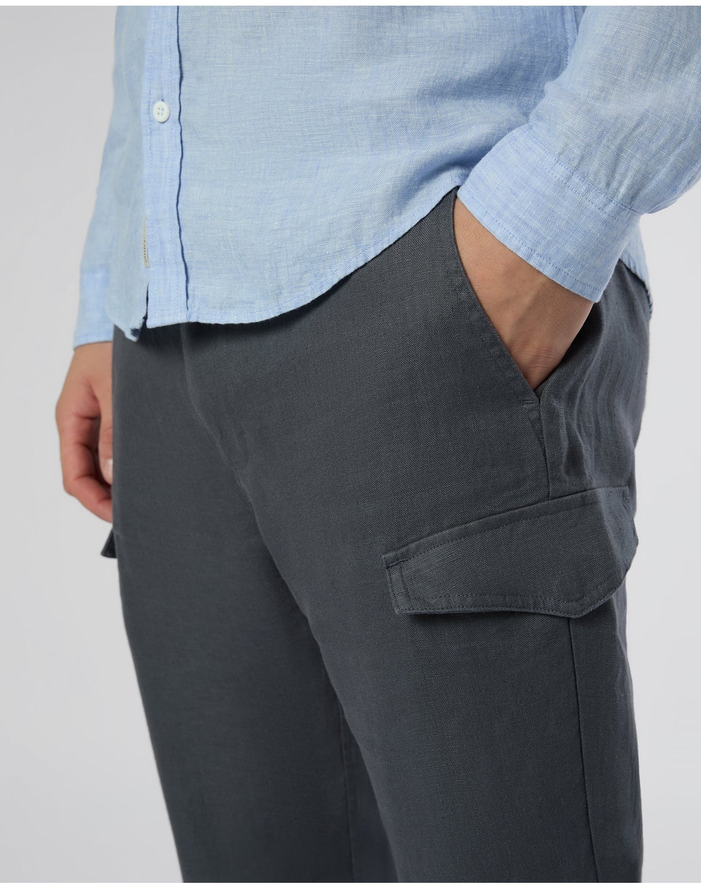 Men | Linen Cargo Jogger | Gunmetal - Image 5
