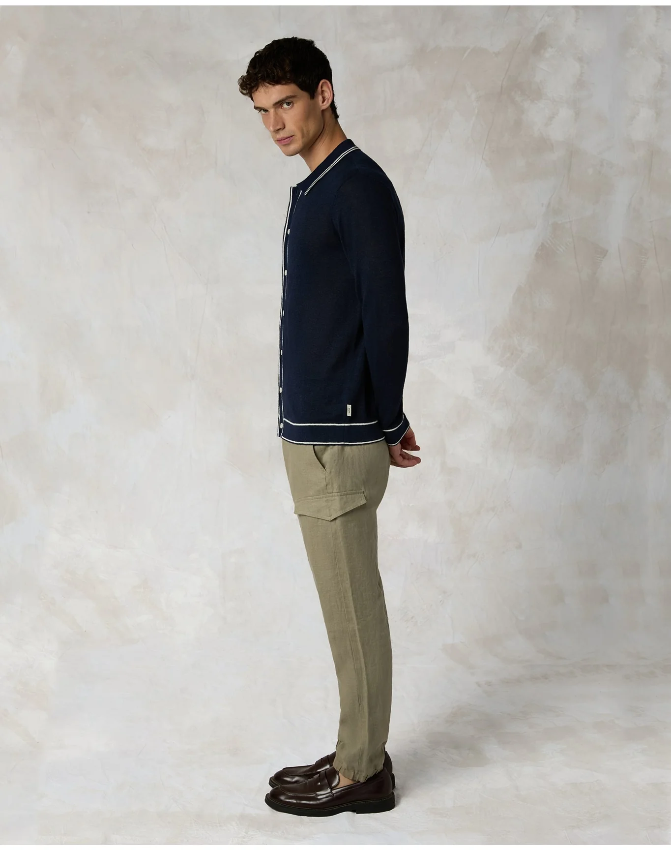Men | Linen Cargo Jogger | Light Olive - Image 2