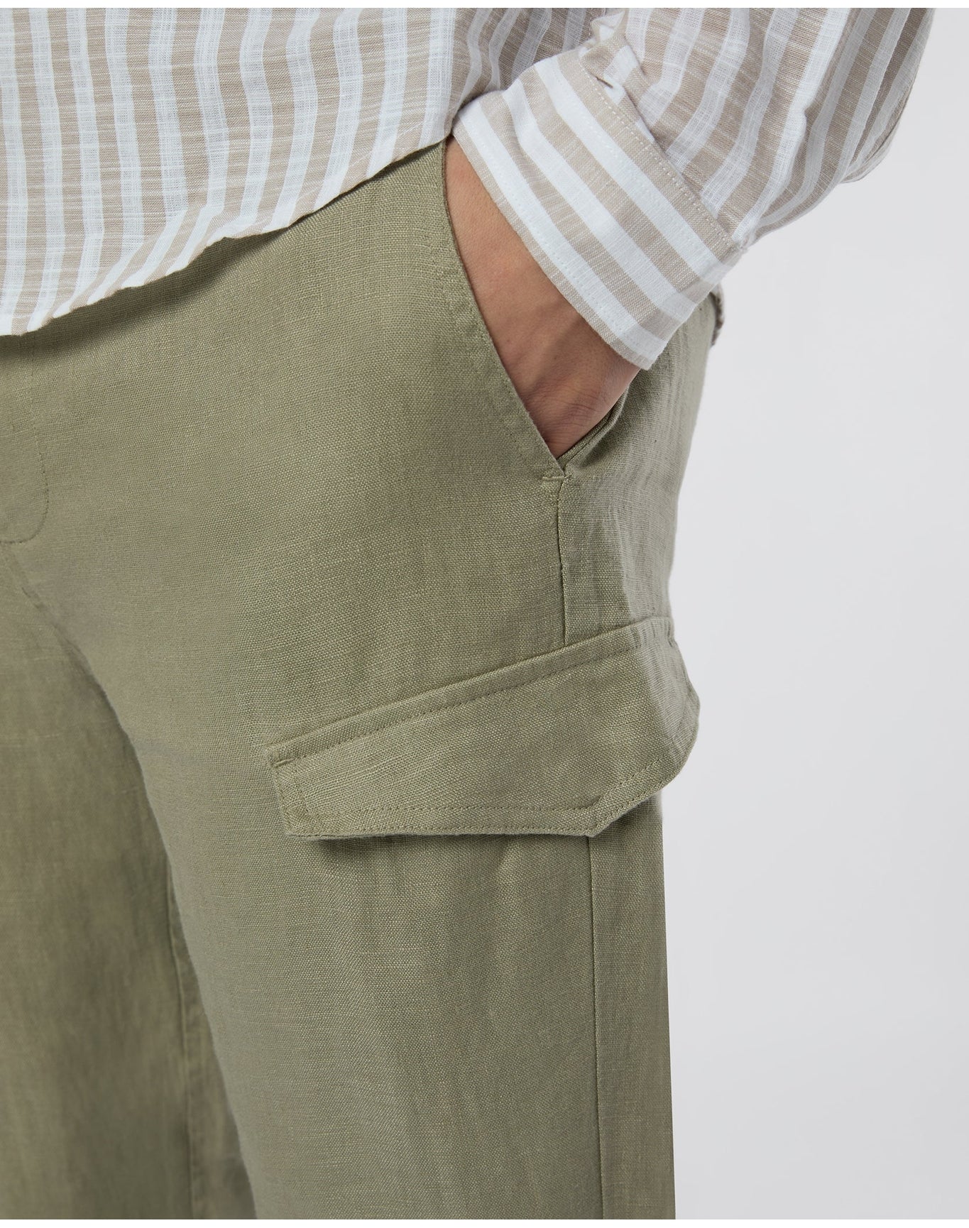 Men | Linen Cargo Jogger | Light Olive - Image 4