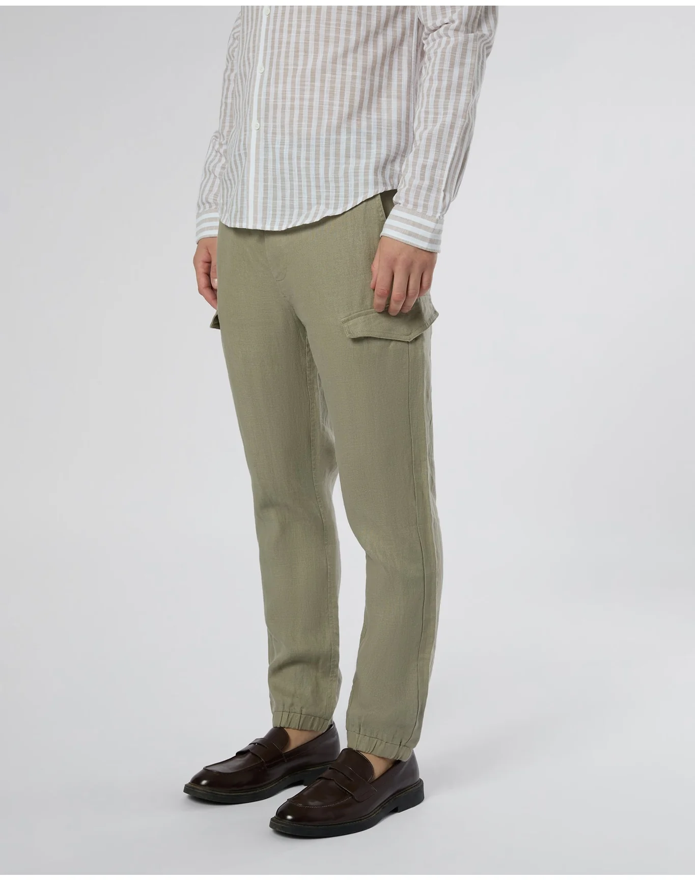 Men | Linen Cargo Jogger | Light Olive - Image 5