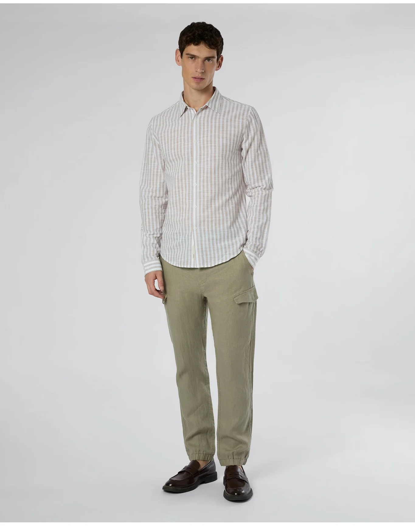 Men | Linen Cargo Jogger | Light Olive - Image 6