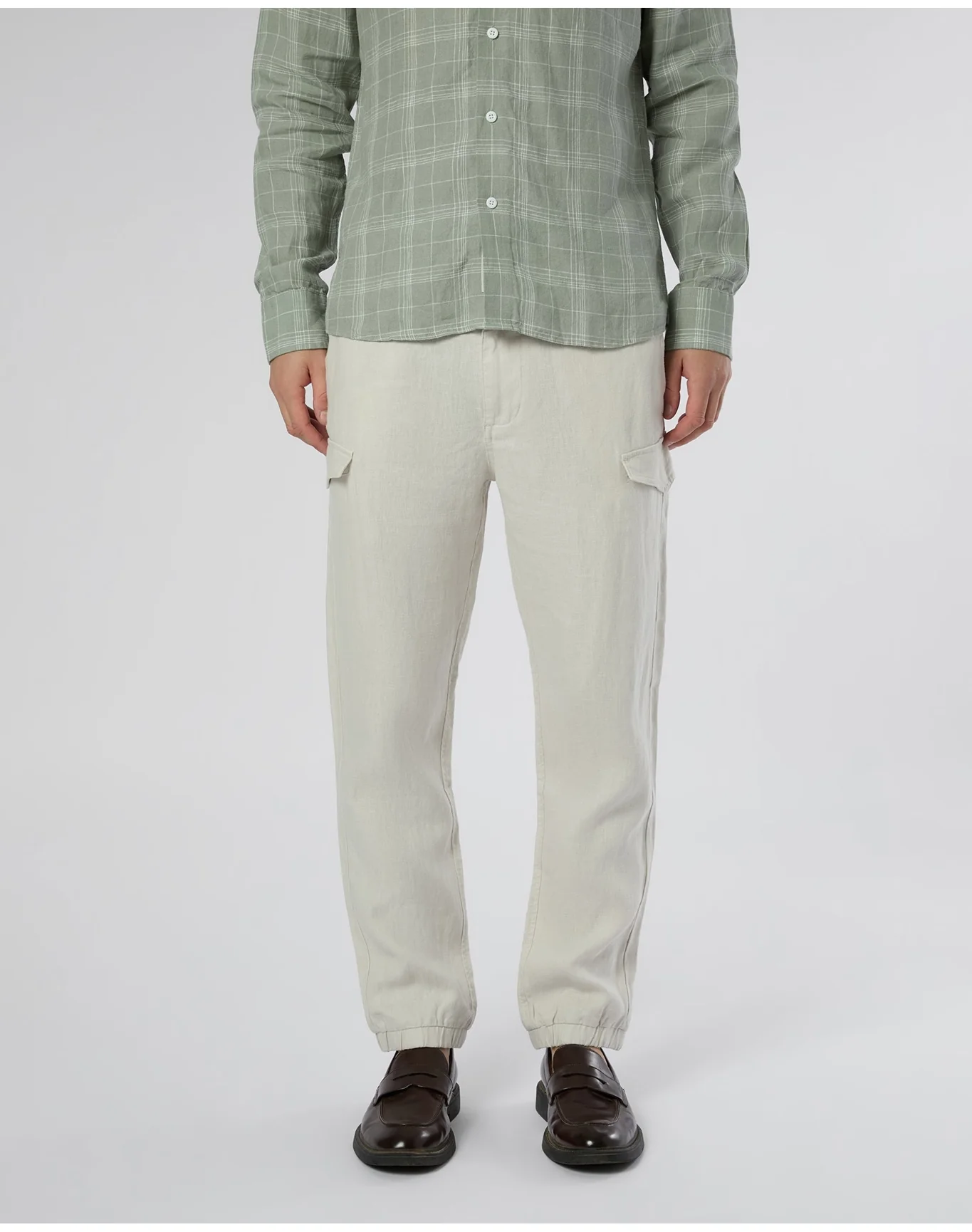 Men | Linen Cargo Jogger | Stone - Image 2