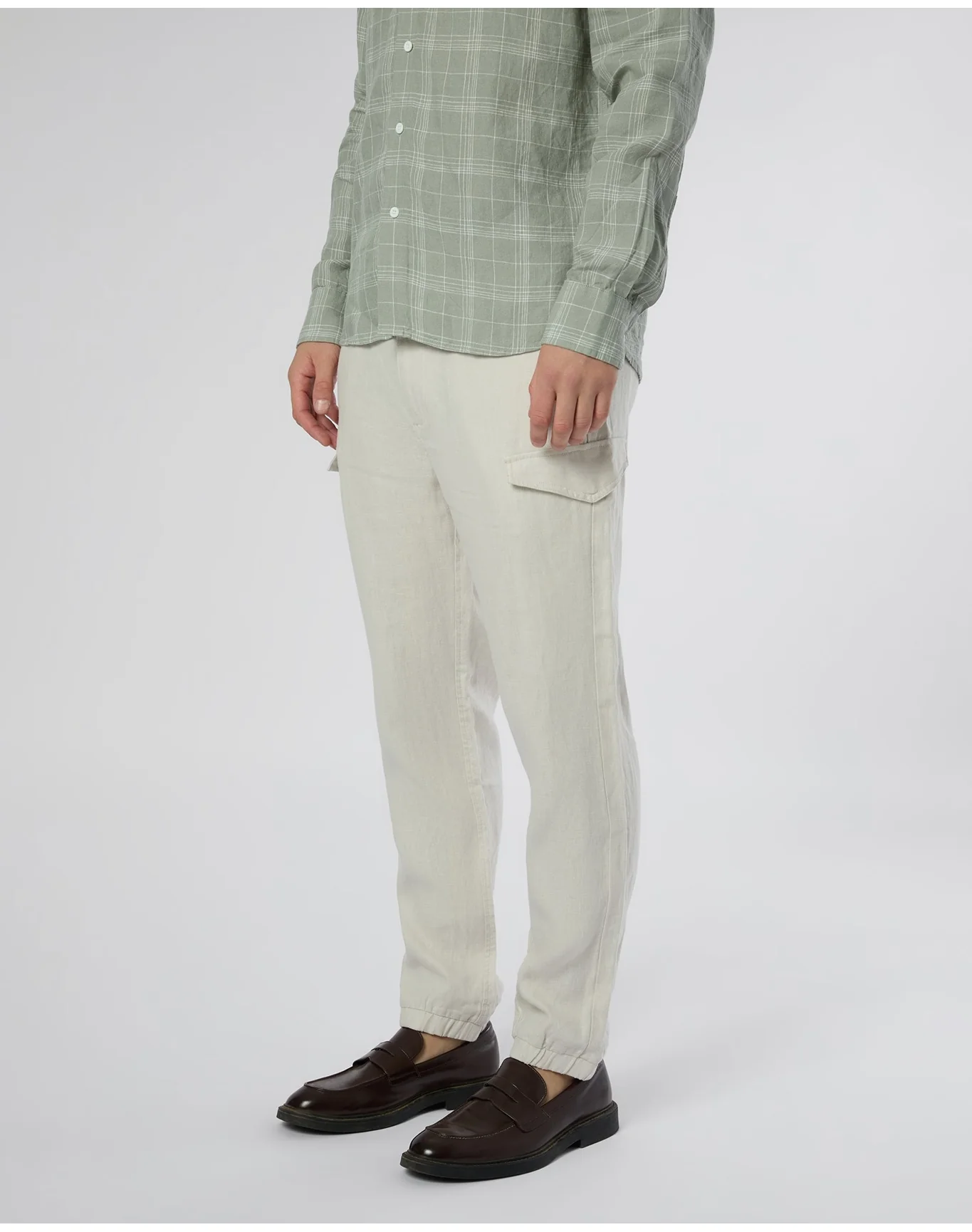Men | Linen Cargo Jogger | Stone - Image 3
