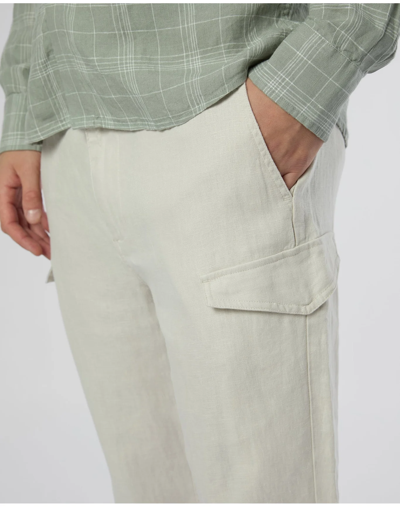 Men | Linen Cargo Jogger | Stone - Image 4