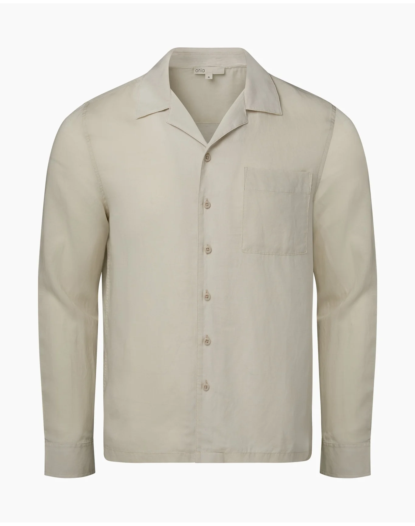 Men | Linen Home Long Sleeve Camp Shirt | Stone - Image 2