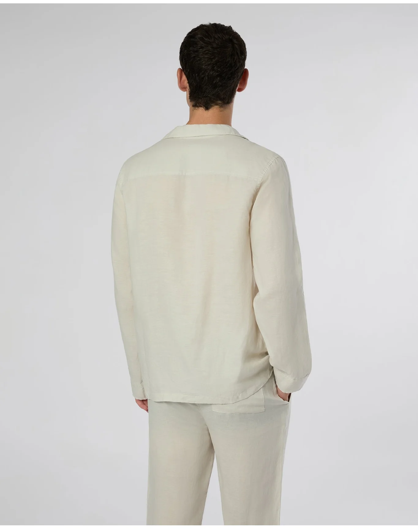 Men | Linen Home Long Sleeve Camp Shirt | Stone - Image 5