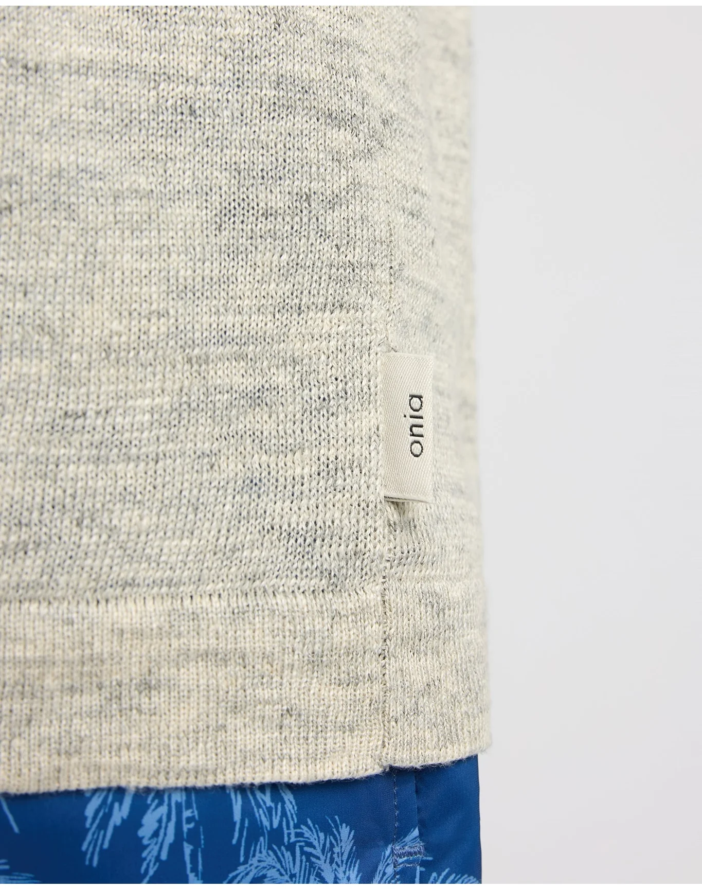 Men | Linen Sweater Polo | Light Grey Melange - Image 3