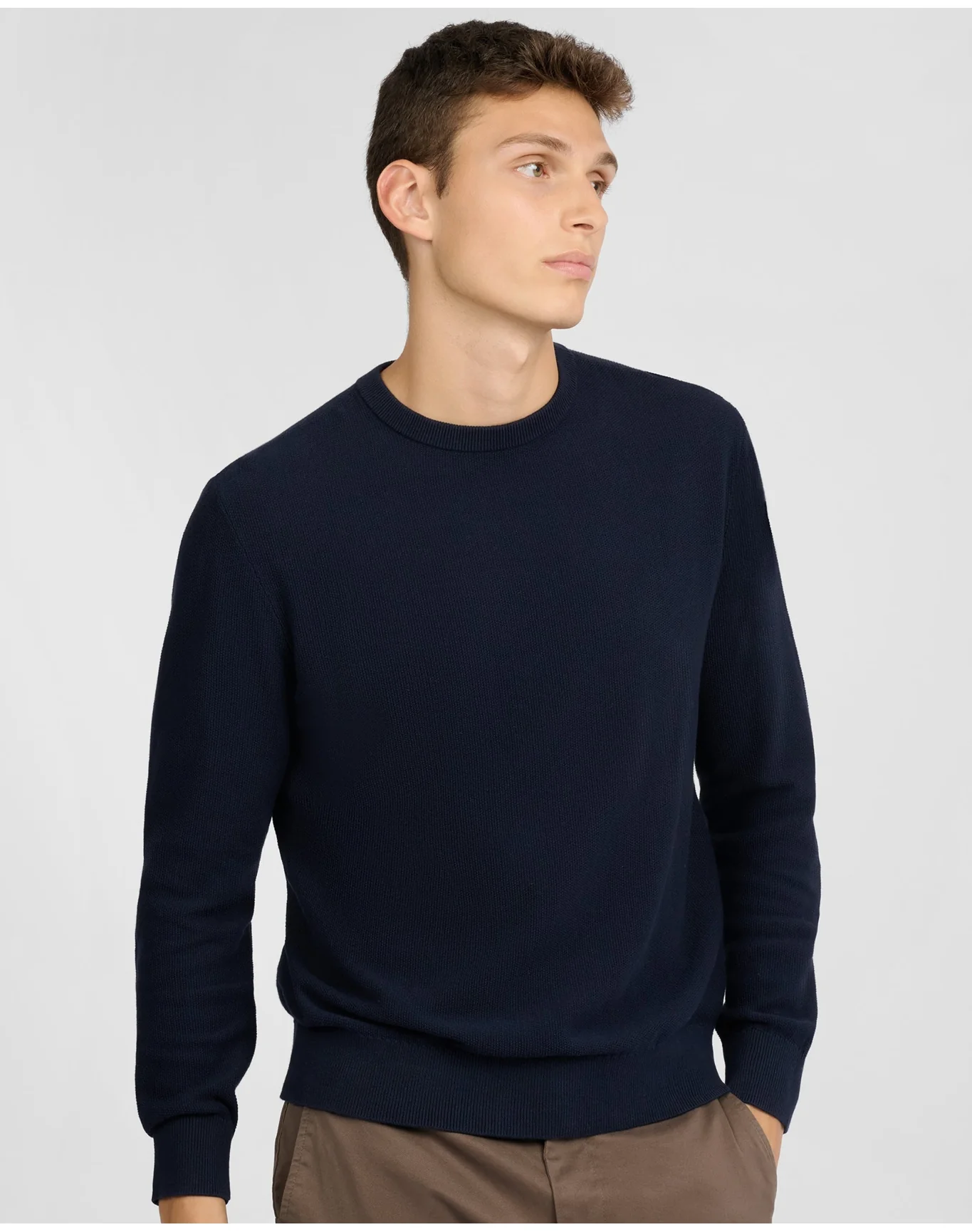 Men | Pique Crewneck Sweater | Midnight - Image 2