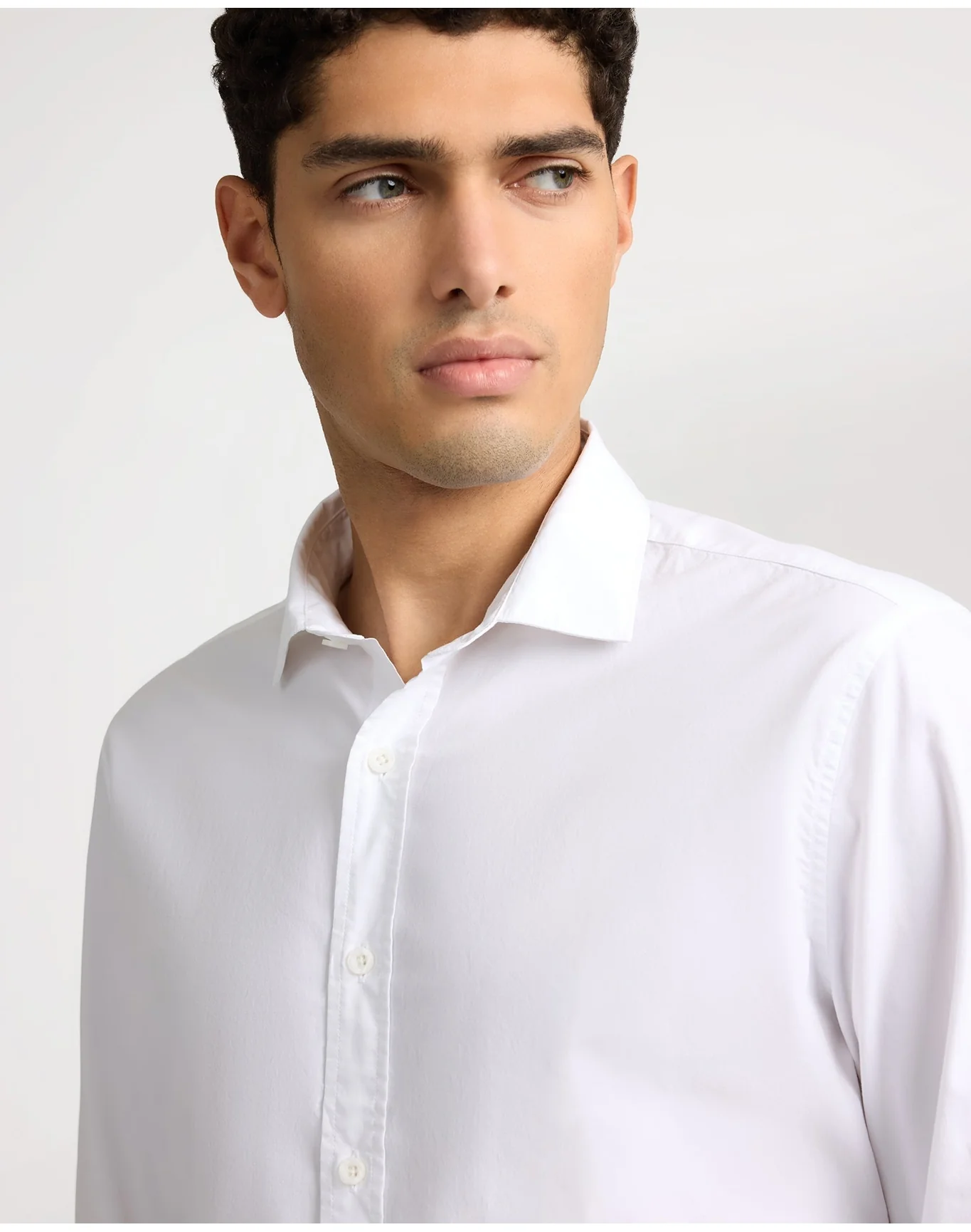 Men | Poplin Long Sleeve Button Down Shirt | White - Image 3