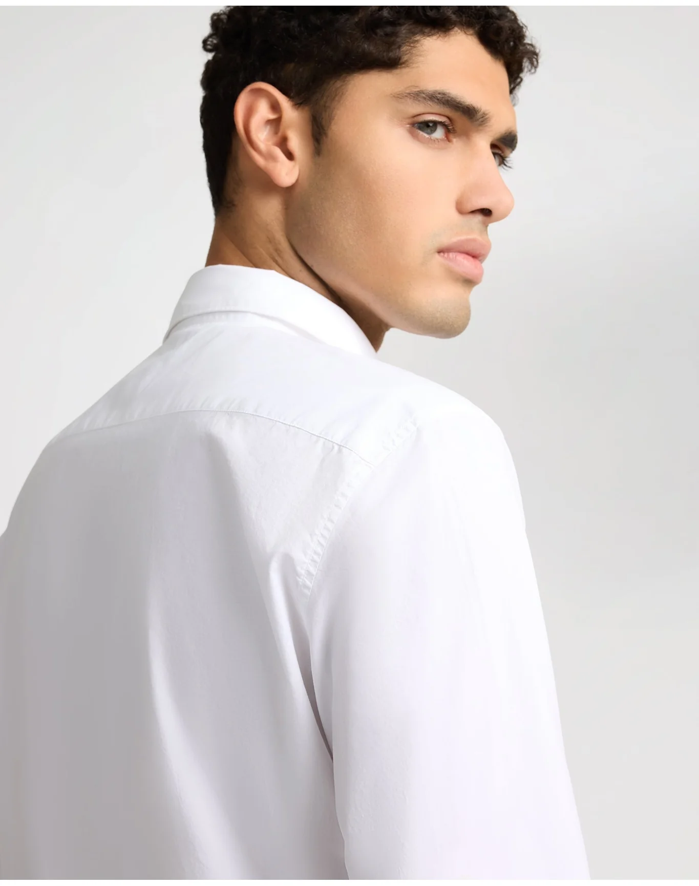 Men | Poplin Long Sleeve Button Down Shirt | White - Image 4
