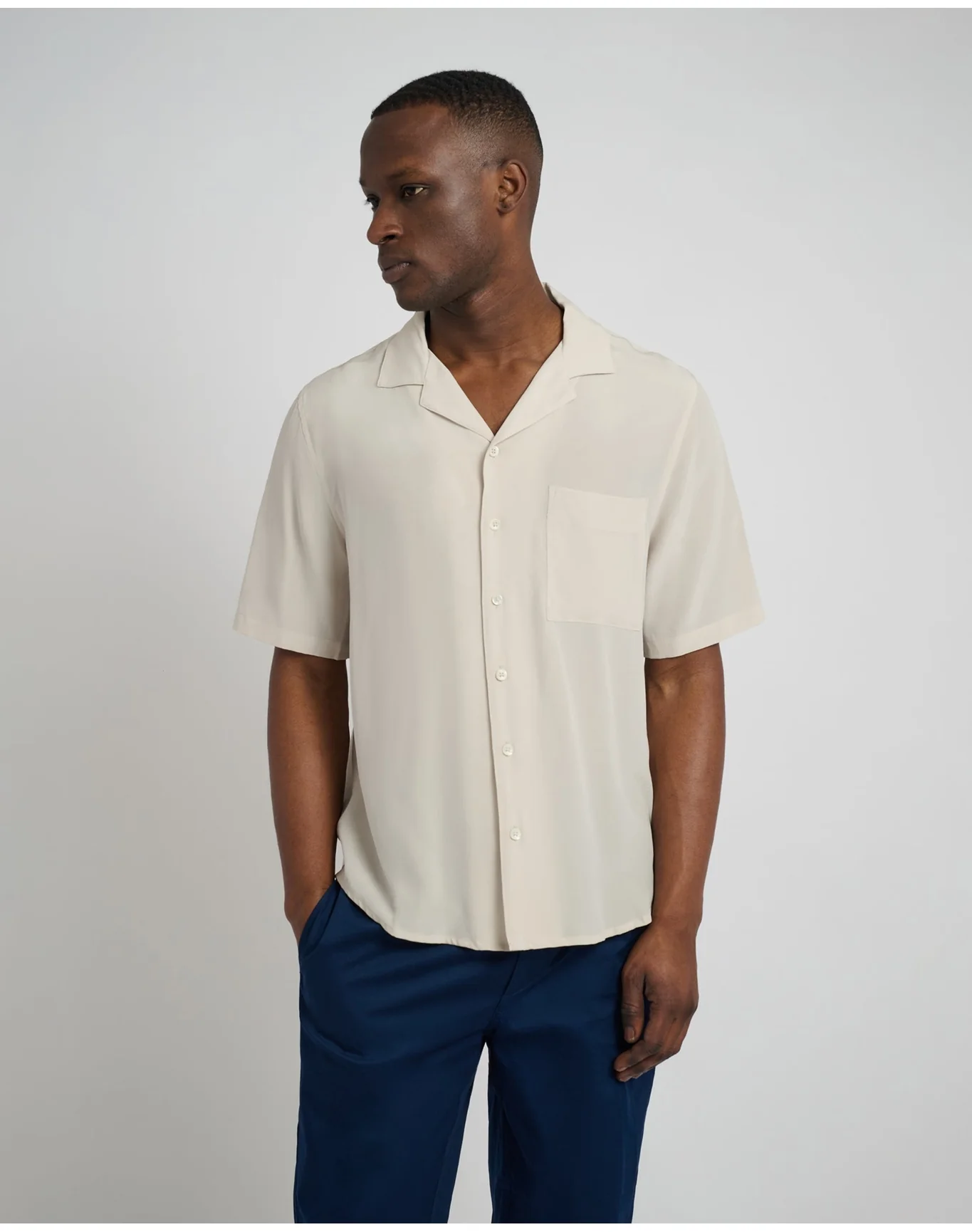 Men | Silk Vacation Shirt | Stone VTAG V2 - Image 3