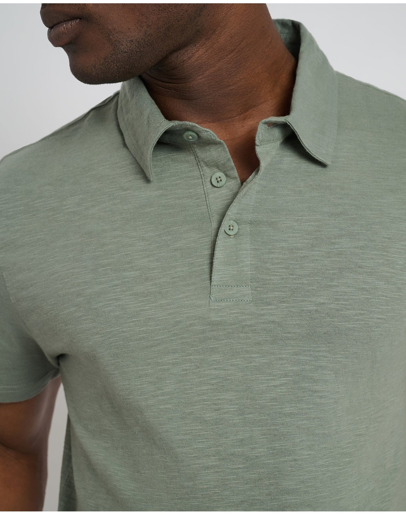 Men | Slub Short Sleeve Polo | Agave - Image 3