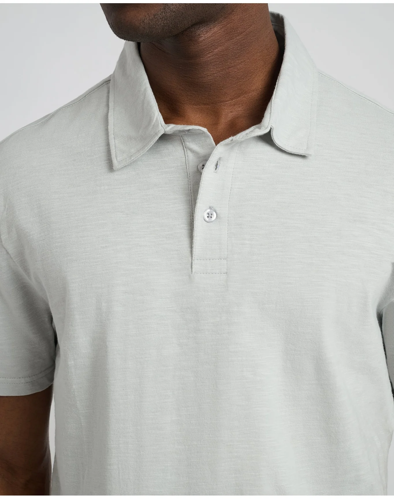 Men | Slub Short Sleeve Polo | Light Gray - Image 3