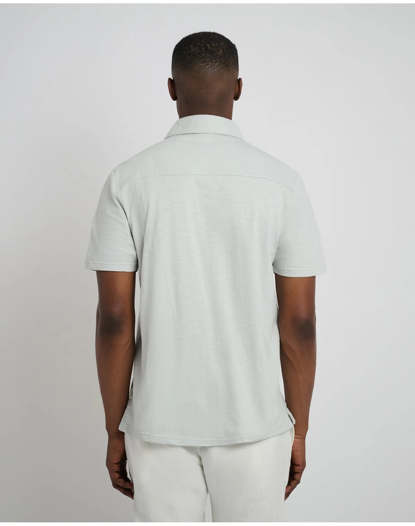 Men | Slub Short Sleeve Polo | Light Gray - Image 5